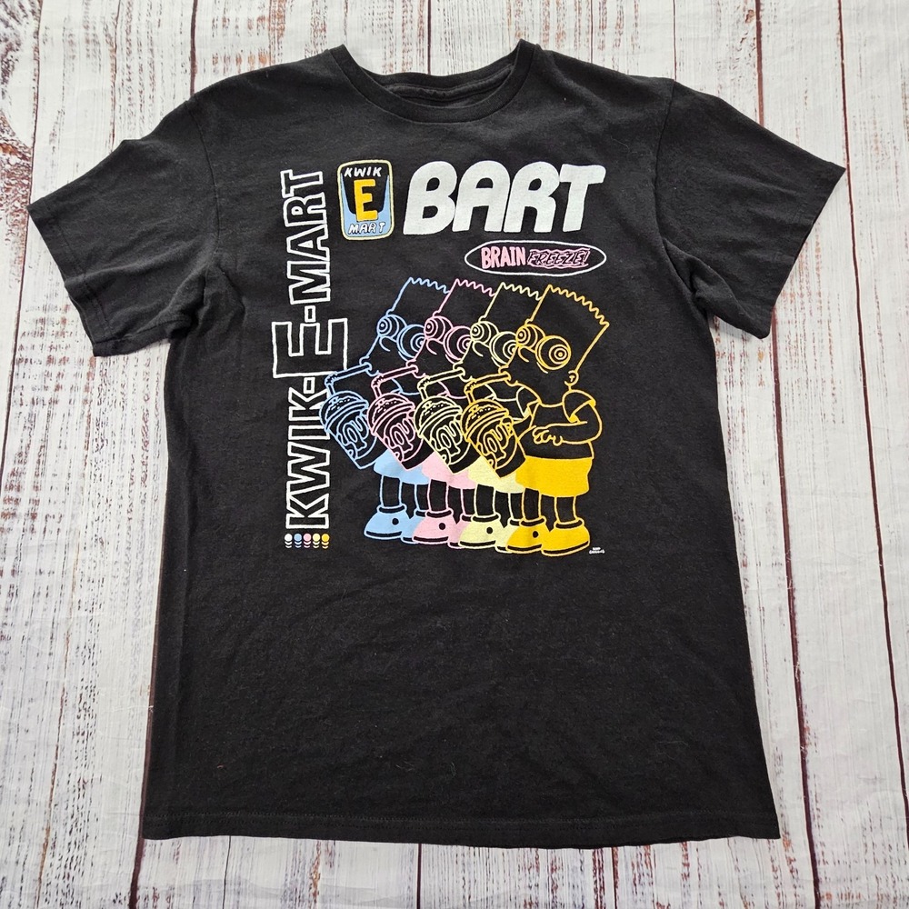 Bart Simpson Kwik-E-Mart Black Short Sleeve Cotton T-Shirt Men's M